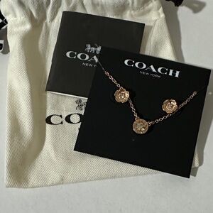 Coach Rose Gold Necklace and Earring Set